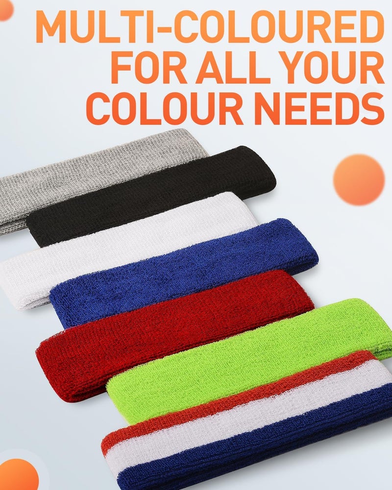 Tanluhu Sweatbands Sport Headbands for Men & Women,Terry Cloth Sweat Band for Tennis, Running, Basketball, Working Out, Execise - Athletic Sweat Cotton Headband Outdoor - Image 5